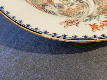 A pair of Chinese famille rose deep plates with pheasants, Yongzheng